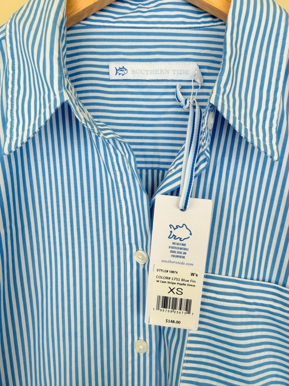 Southern Tide Cam Stripe Poplin Shirt Dress Graduation Professional - Picture 4 of 8